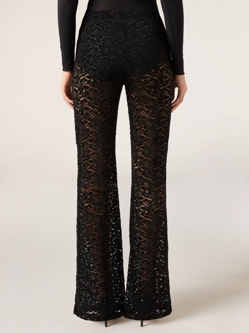 Calzedonia Flared Lace Pant, Black S - Picture 2 of 7